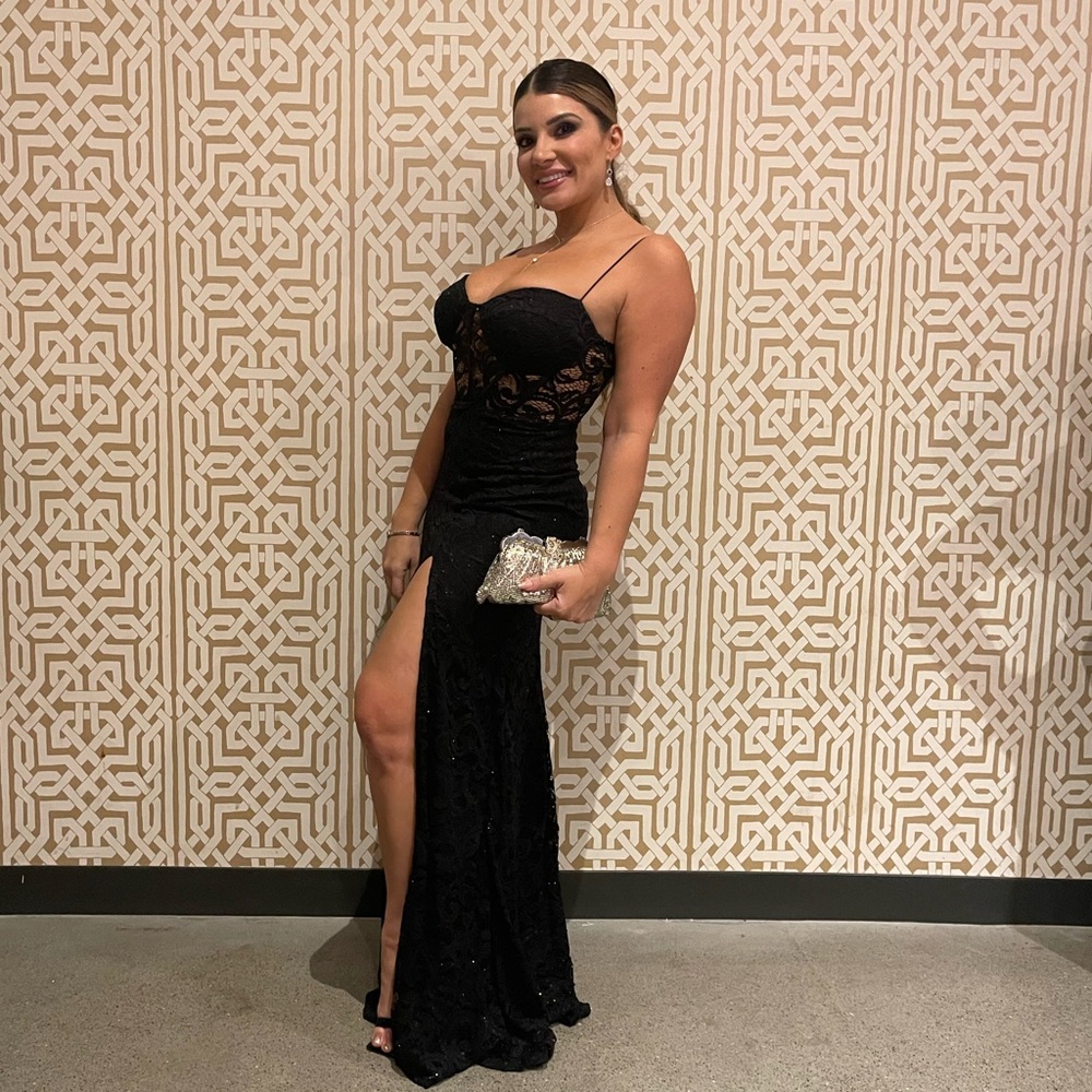 Black long lace formal dress size M